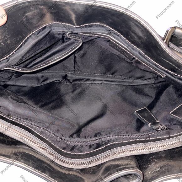 Burberry Gray/Metallic Nova Check Nylon & Patent Leather Easton Landscape Tote - Picture 5 of 14